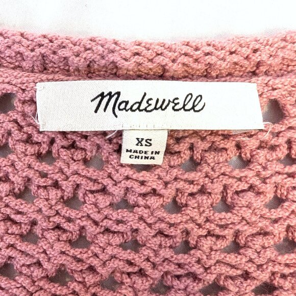 Madewell | Oversized Open-Stitch Summer Sweater Pink Austen Pullover | Size XS - Picture 4 of 11
